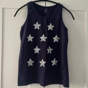 Children's Place Kids Tank Top Silver Sequin Stars Dark Blue Size XL